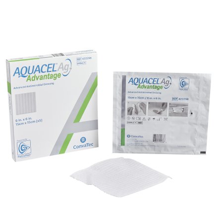 Silver Hydrofiber Dressing Aquacel® Ag Advantage 6 X 6 Inch Square Sterile