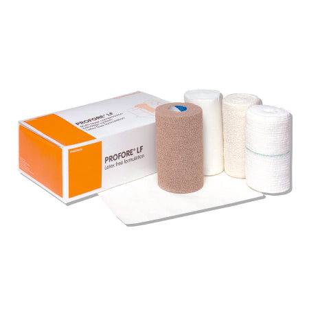 4 Layer Compression Bandage System Profore LF Multiple Sizes Standard Compression Self-adherent / Tape Closure Tan / White NonSterile