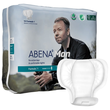 Bladder Control Pad Abena™-Man 11 Inch Length Light Absorbency Fluff / Polymer Core Formula 1 Adult Male Disposable