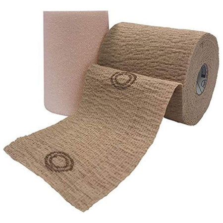 2 Layer Compression Bandage System CoFlex® TLC Calamine with Indicators 4 Inch X 6 Yard / 4 Inch X 7 Yard 20 to 30 mmHg Self-adherent / Pull On Closure Tan NonSterile