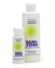 Ostomy Appliance Deodorant Sani-Zone™ 8 oz., Liquid State, Fragrant Odor, Clear Pale Yellow Color, 94°F Flash Point, 0.98 to 0.99 Specific Gravity