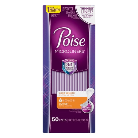 Bladder Control Pad Poise® Microliners 6.9 Inch Length Light Absorbency Absorb-Loc® Core One Size Fits Most Adult Female Disposable
