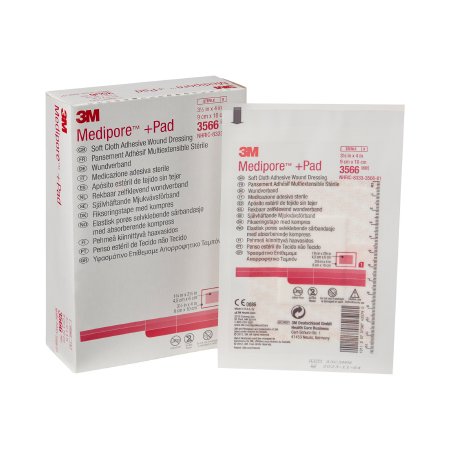 Adhesive Dressing 3M™ Medipore™  Soft Cloth Rectangle White Sterile