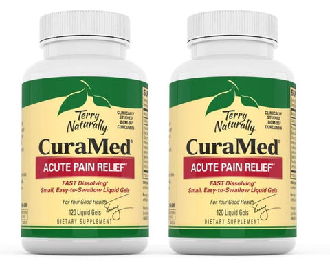 Terry Naturally CuraMed Acute Pain Relief, 60 Liquid Gels - with BCM-95 Curcumin, BOS-10 Boswellia & Black Sesame Seed Oil - Small, Easy to Swallow, Fast Dissolving - Non-GMO - 30 Servings