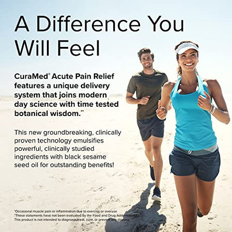 Terry Naturally CuraMed Acute Pain Relief, 60 Liquid Gels - with BCM-95 Curcumin, BOS-10 Boswellia & Black Sesame Seed Oil - Small, Easy to Swallow, Fast Dissolving - Non-GMO - 30 Servings
