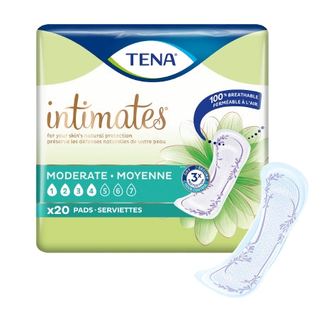 Bladder Control Pad TENA® Intimates™ Moderate 11 Inch Length Moderate Absorbency Dry-Fast Core™ One Size Fits Most Adult Female Disposable