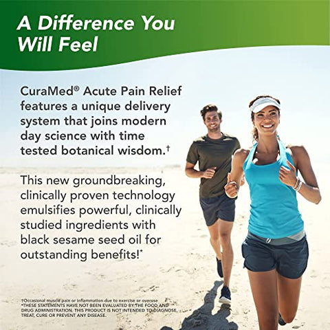 Terry Naturally CuraMed Acute Pain Relief, 60 Liquid Gels - with BCM-95 Curcumin, BOS-10 Boswellia & Black Sesame Seed Oil - Small, Easy to Swallow, Fast Dissolving - Non-GMO - 30 Servings