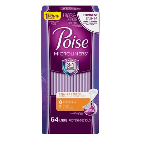 Bladder Control Pad Poise® Microliners 5.9 Inch Length Light Absorbency Absorb-Loc® Core One Size Fits Most Adult Female Disposable