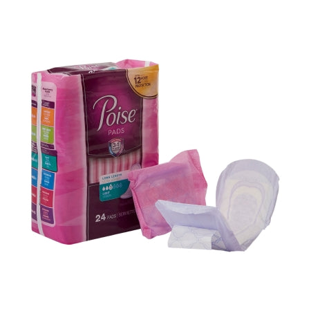 Bladder Control Pad Poise® Long Length Light Absorbency Absorb-Loc® Core One Size Fits Most Adult Female Disposable