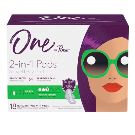 Bladder Control Pad One by Poise® Heavy Absorbency One Size Fits Most Adult Female Disposable