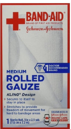 Conforming Bandage Band-Aid® Polyester / Rayon 3 Inch X 2-1/2 Yard Roll Shape Sterile