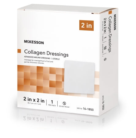 Collagen Dressing Without Border Collagen / Sodium Alginate / Carboxyl Methylcellulose (CMC) / Ethylenediamine-tetraacetic Acid (EDTA) 2 X 2 Inch 10 Count