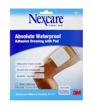 Adhesive Dressing Nexcare™ Absolute Waterproof 6 X 6 Inch Plastic Square Clear Sterile