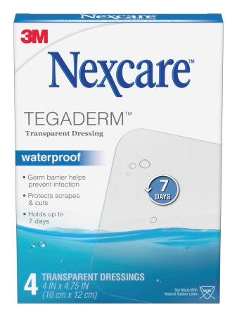 Transparent Film Dressing Nexcare™ Tegaderm™ Rectangle 4 X 4-3/4 Inch 2 Tab Delivery Without Label Sterile