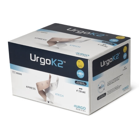2 Layer Compression Bandage System URGOK2™ 4 X 7-1/8 to 9-3/4 Inch 40 mmHg Self-adherent Closure Tan / White Regular NonSterile