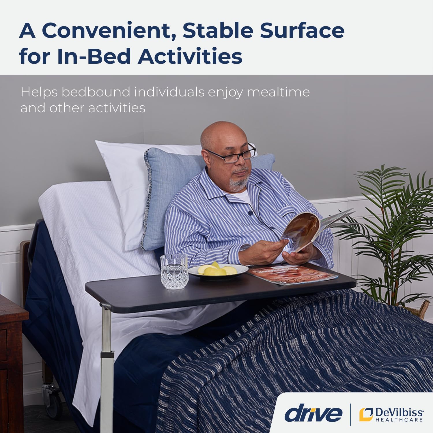 Drive Medical 13067 Adjustable Non Tilt Top Overbed Table With Wheels Gilgal Medical Supplies Inc