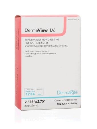 I.V. Dressing DermaView™ I.V. Film / Adhesive 2.375 X 2-3/4 Inch Sterile