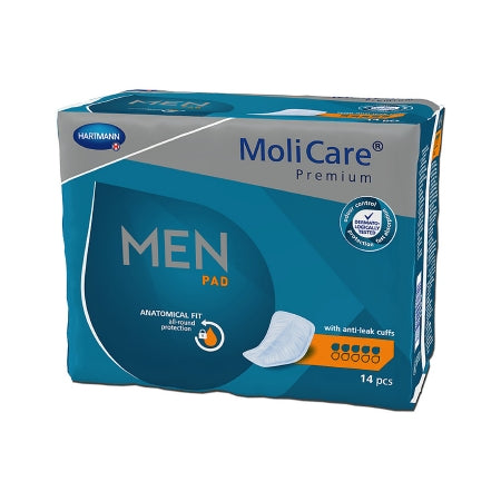 Bladder Control Pad MoliCare® Premium Men 7 X 13 Inch Heavy Absorbency Polymer Core One Size Fits Most Adult Male Disposable