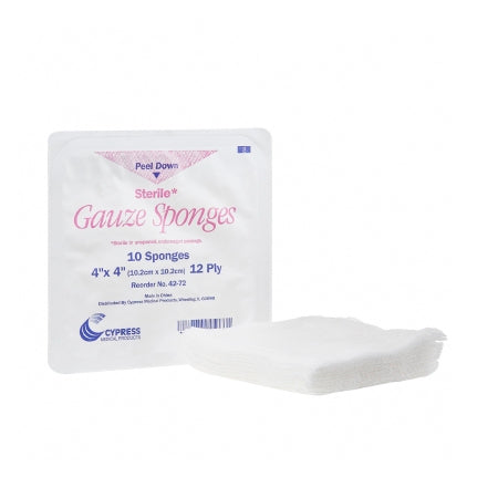 Gauze Sponge Brand Cotton 12-Ply 4 X 4 Inch Square Sterile
