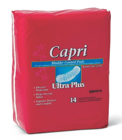 Bladder Control Pad Capri 13 Inch Length Light Absorbency Polymer Core One Size Fits Most Adult Unisex Disposable