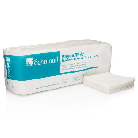 Nonwoven Sponge Polyester / Rayon 4-Ply 4 X 4 Inch Square NonSterile