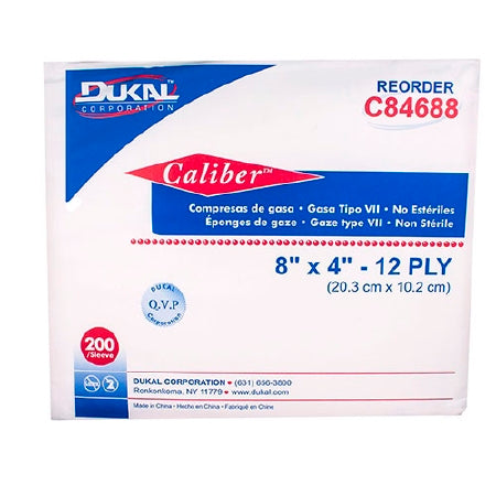 USP Type VII Gauze Sponge Caliber™ Cotton 12-Ply 4 X 8 Inch Rectangle NonSterile