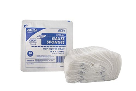 USP Type VII X-Ray Detectable Gauze Sponge Dukal™ Cotton 24-Ply 4 X 8 Inch Rectangle Sterile