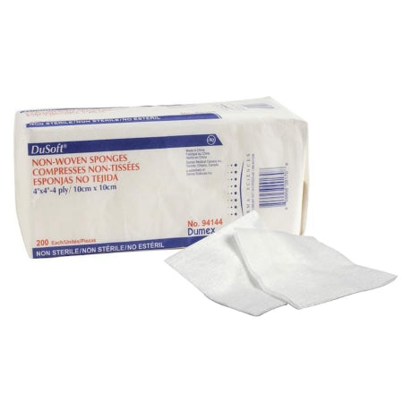 Nonwoven Sponge Dusoft Polyester / Rayon 4-Ply 4 X 4 Inch Square NonSterile