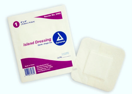 Adhesive Dressing Dynarex 4 X 4 Inch Nonwoven / Cotton Square White Sterile