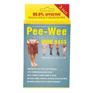 Unisex Urinal Bag Pee-Wee™ Up to 24 oz. Zip Closure Single Patient Use