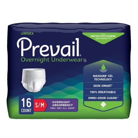 Unisex Adult Absorbent Underwear Prevail® Overnight Pull On with Tear Away Seams Disposable Heavy Absorbency