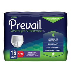 Unisex Adult Absorbent Underwear Prevail® Overnight Pull On with Tear Away Seams Disposable Heavy Absorbency