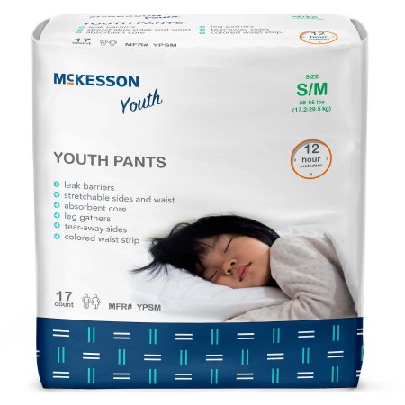 Unisex Youth Absorbent Underwear Pull On with Tear Away Seams Small / Medium Disposable Heavy Absorbency