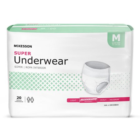 Unisex Adult Absorbent Underwear Pull On with Tear Away Seams Medium Disposable Moderate Absorbency