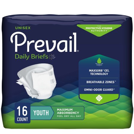 Unisex Adult / Youth Incontinence Brief Prevail® X-Small Disposable Heavy Absorbency