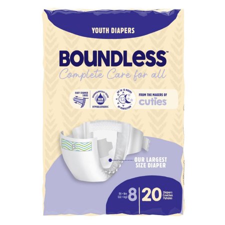 Unisex Youth Diaper Boundless™ SIze 8 Disposable Heavy Absorbency