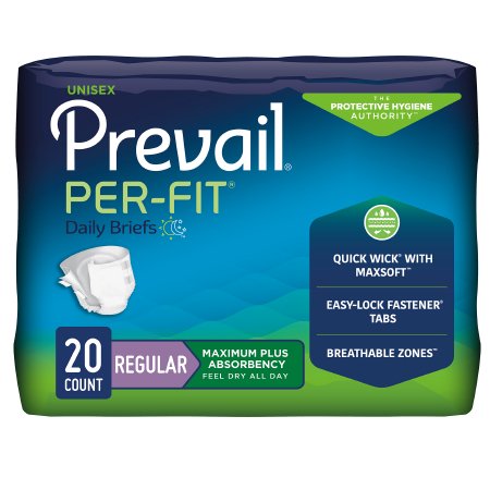 Unisex Adult Incontinence Brief Prevail® Per-Fit® Disposable Heavy Absorbency