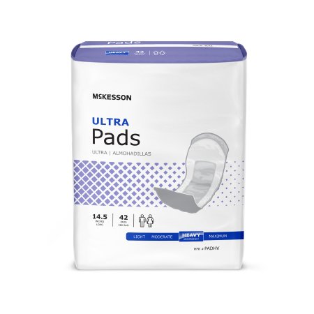 Bladder Control Pad Ultra 14-1/2 Inch Length Heavy Absorbency Polymer Core One Size Fits Most Adult Unisex Disposable
