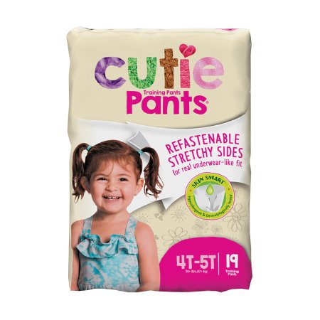 Female Toddler Training Pants Cutie Pants® Pull On with Tear Away Seams Disposable Heavy Absorbency