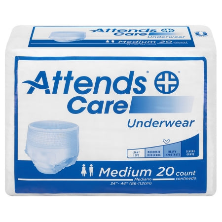 Unisex Adult Absorbent Underwear Attends® Care Pull On with Tear Away Seams Disposable Moderate Absorbency