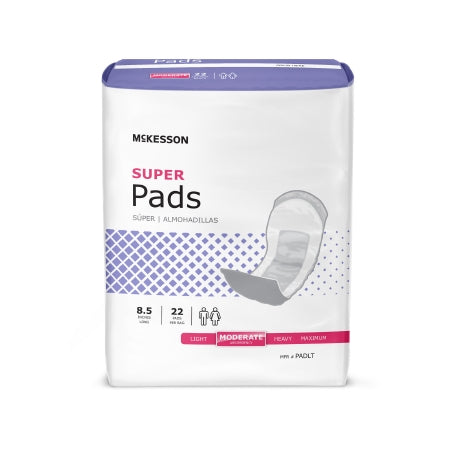 Bladder Control Pad Super 8-1/2 Inch Length Moderate Absorbency Polymer Core One Size Fits Most Adult Unisex Disposable