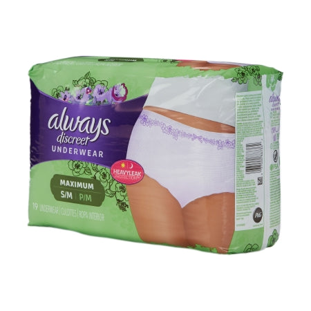 Female Adult Absorbent Underwear Always® Discreet Pull On with Tear Away Seams  Disposable Heavy Absorbency