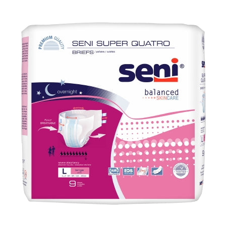 Unisex Adult Incontinence Brief Seni® Super Quatro  Disposable Heavy Absorbency