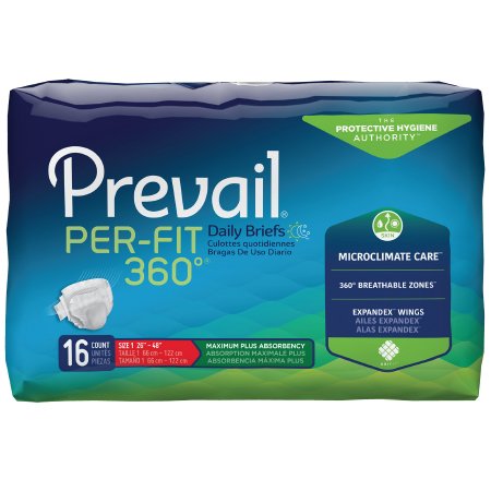 Unisex Adult Incontinence Brief Prevail® Per-Fit 360°™ Disposable Heavy Absorbency
