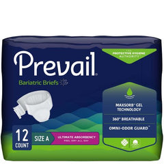 Unisex Adult Incontinence Brief Prevail®2X-Large Bariatric A Disposable Heavy Absorbency