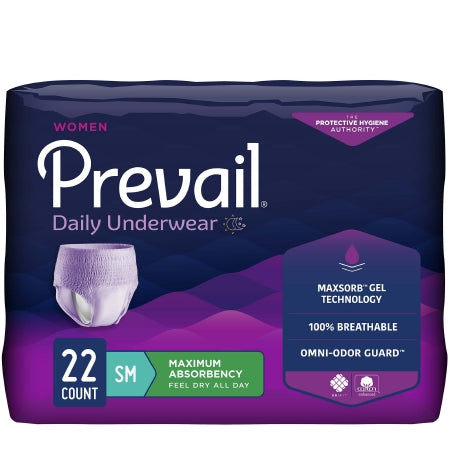Female Adult Absorbent Underwear Prevail® Daily Underwear Pull On with Tear Away Seams Disposable Heavy Absorbency