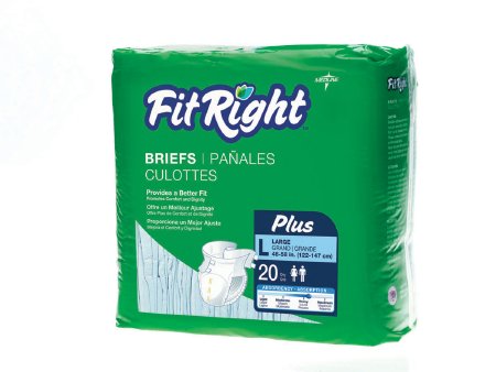 Unisex Adult Incontinence Brief FitRight™ Plus Disposable Moderate Absorbency