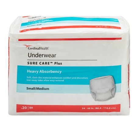 Unisex Adult Absorbent Underwear Sure Care™ Plus Pull On with Tear Away Seams Disposable Heavy Absorbency