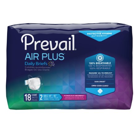 Unisex Adult Incontinence Brief Prevail® Air Plus™ Size 2 Disposable Heavy Absorbency