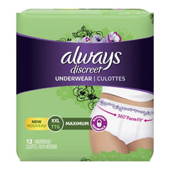 Absorbent Underwear Always® Discreet Pull On with Tear Away Seams Disposable